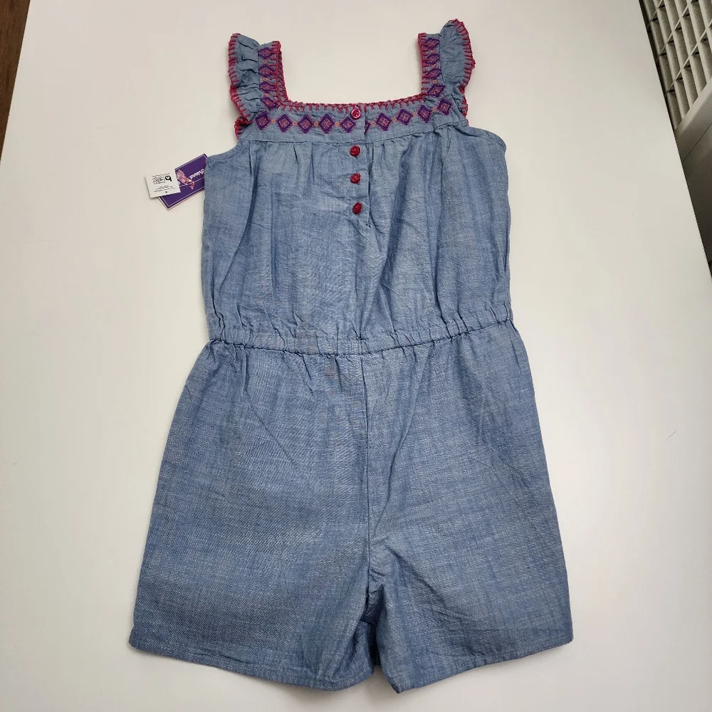 Girls Gymboree Island Spice Embroidered  Romper Dress Sandals Outfit Size 7-8